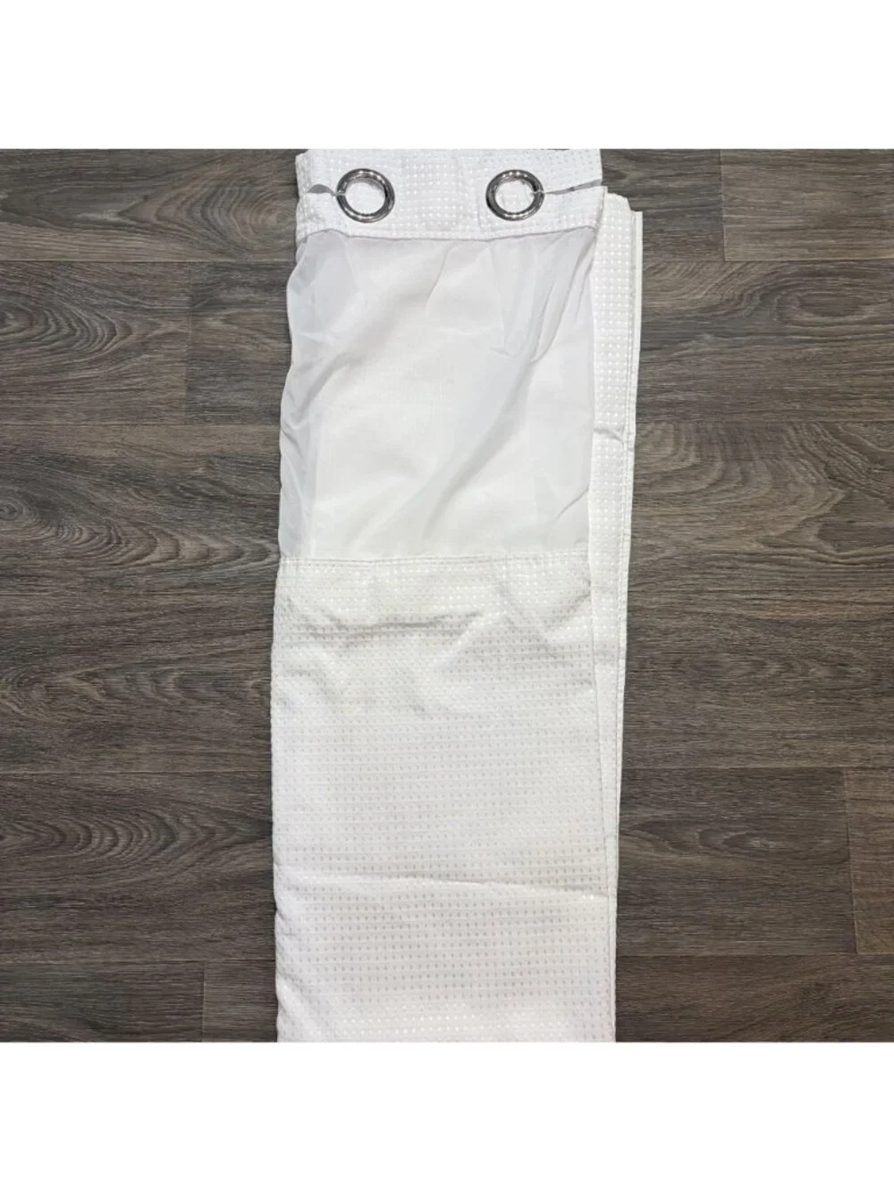 Eachope White Shower Curtain No Hooks Mesh Top Window 71Wx74H Waterproof Bathroo